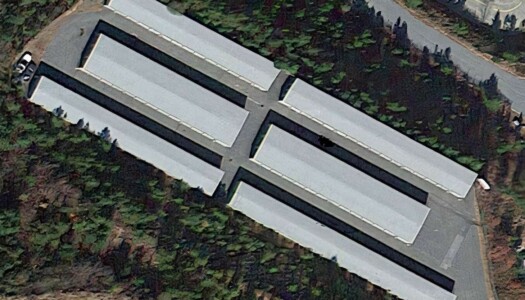 Aerial view of self storage facility in Asheville, NC