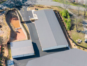 Aerial view of self storage units