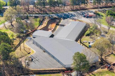 Aerial view of self storage units