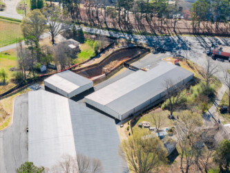Aerial view of self storage units