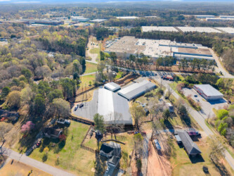 Aerial view of self storage units