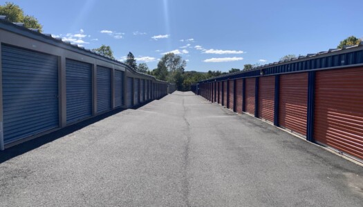 Aisle of drive-up storage units