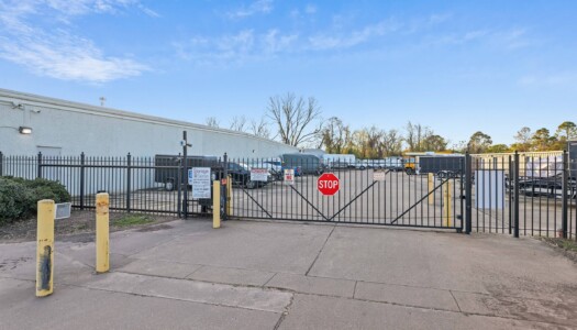 front gate at Storage Sense at 2282 East Bert Kouns Industrial Loop in Shreveport LA