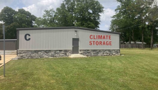 Outside the climate-controlled storage building