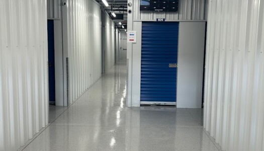 Hallway of climate-controlled storage units
