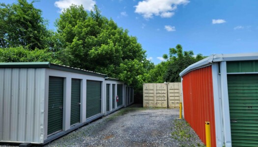 Building with drive-up storage units