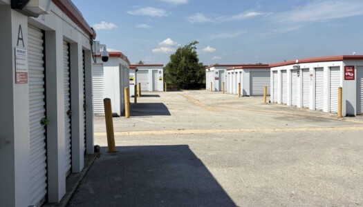 Rows of drive-up storage buildings