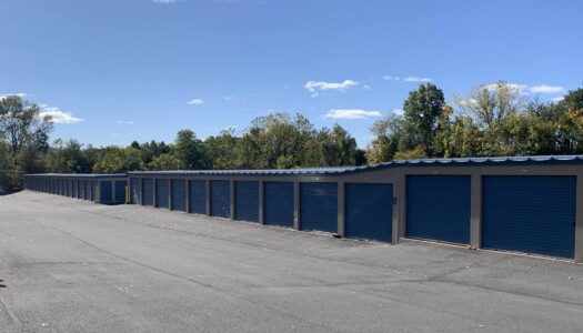 Row of drive-up storage units