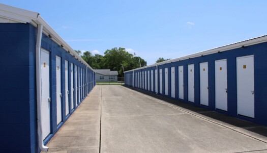 Row of drive-up storage units