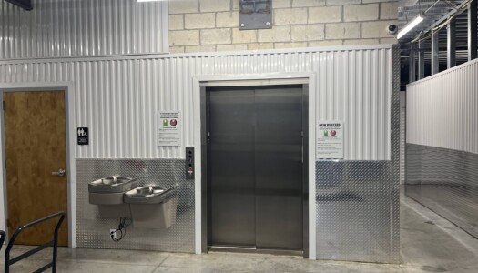 Elevator and water fountain