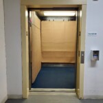 Elevator entrance to upper levels of climate-controlled storage units