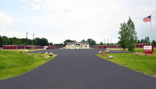 Street view of the main entrance to the facility and the office