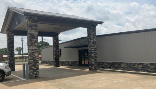 Covered entrance to the climate-controlled storage facility