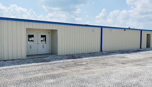 Entrance to temperature-controlled storage units