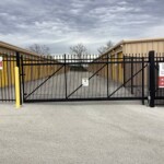 Entry gate to storage facility