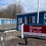 Large sign at entryway of self storage units in Plantsville, CT
