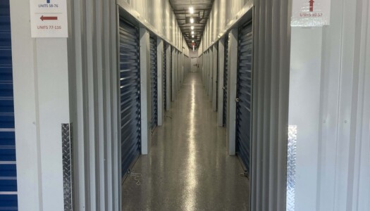 Hallways of climate-controlled storage units