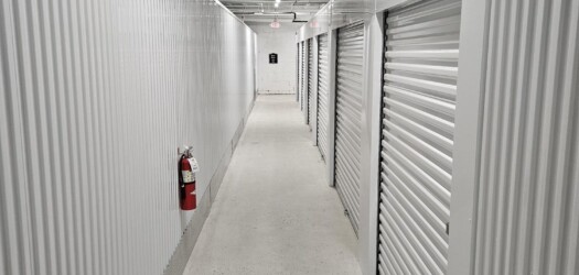 Hallway of climate-controlled storage units