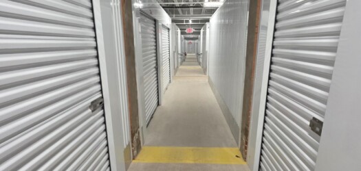 Hallway of climate-controlled self storage units
