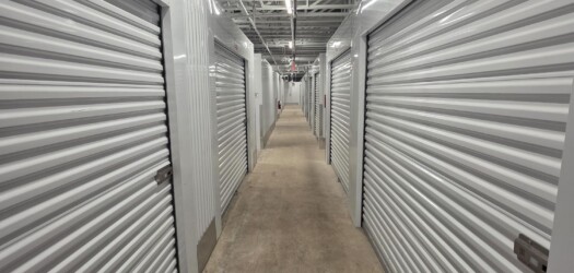 Hallway of climate-controlled self storage units
