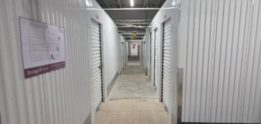 Hallway of climate-controlled self storage units