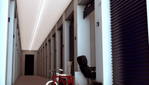 Inside hallway with climate-controlled storage units