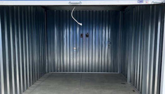 Inside a drive-up storage unit