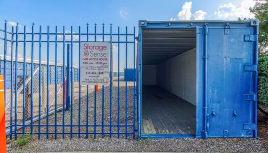 Inside a storage unit at Storage Sense in Romeoville, IL