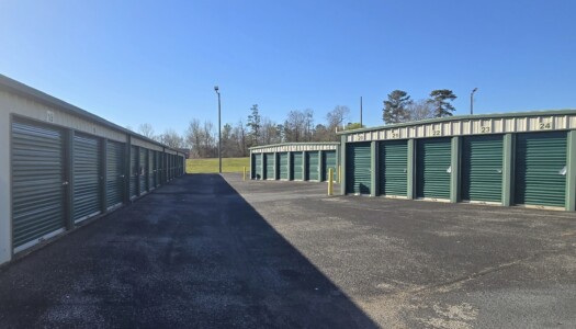 Row of drive-up storage units