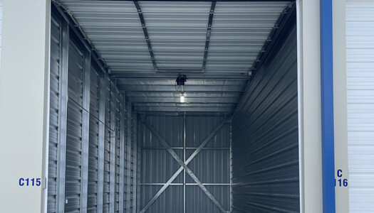 Inside XXL drive-up storage units for vehicle storage