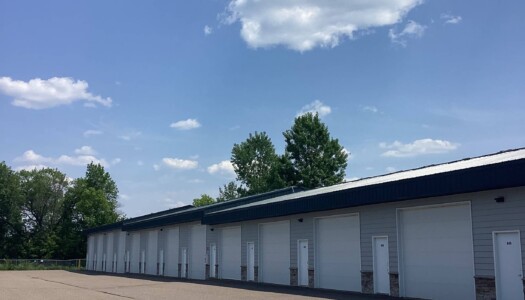 Row of drive-up storage units