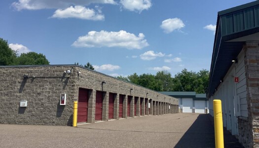 Row of drive-up storage units