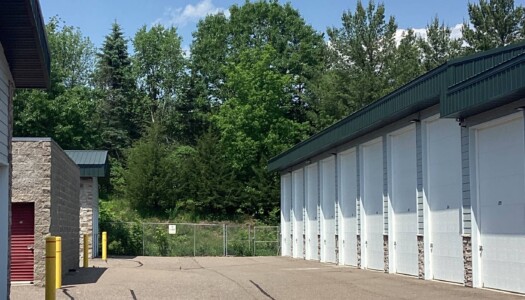 Row of drive-up storage units