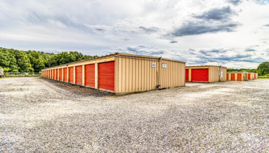 Row of 4 drive-up storage unit buildings