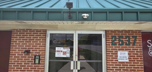 Entrance to climate-controlled self storage facility
