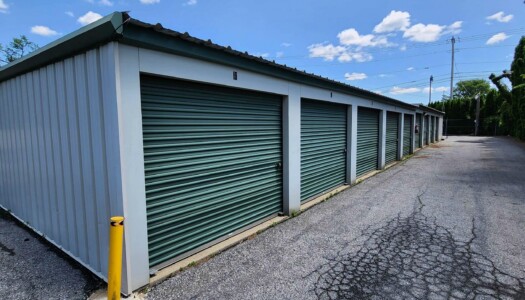 Building with large drive-up storage units
