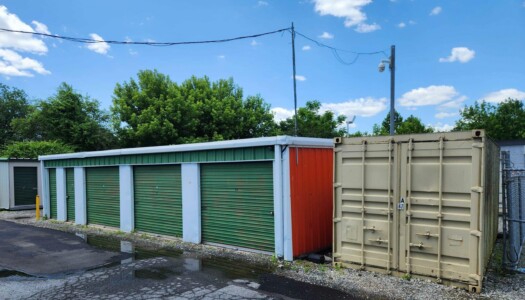 Building with drive-up storage units