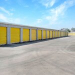 Row of drive-up storage units