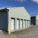 Row of drive-up storage unit buildings