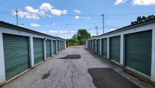 Row of drive-up storage units