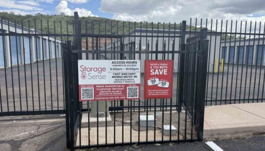 Entrance gate to storage facility