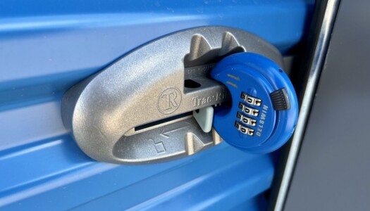 Lock on drive-up storage unit