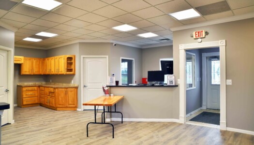 office with an on-site management desk for in-person customer service and moving supplies for sale