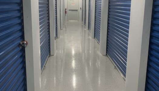 Hallway of climate-controlled storage units