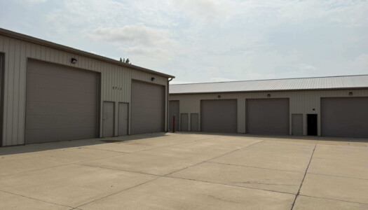 Rows of drive-up storage units