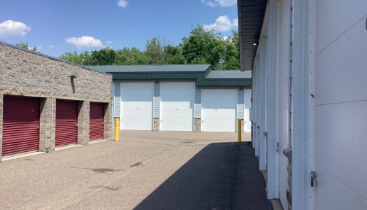 Row of drive-up storage units