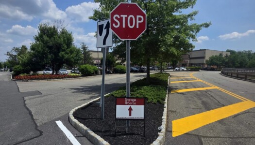 Entrance to temperature-controlled storage facility