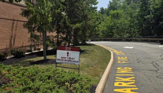 Entrance to temperature-controlled storage facility