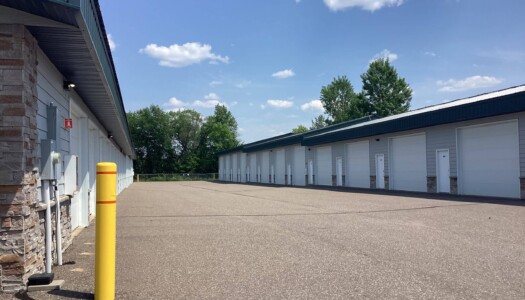 Row of drive-up storage units