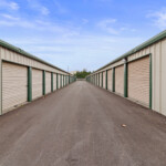 aisle of drive-up storage units at Storage Sense on State Highway 22 in Crestwood, KY